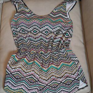 GEOMETRIC PRINTS ROMPER KEYHOLE BACK